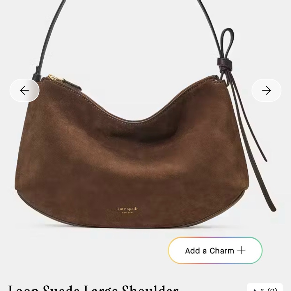 Kate Spade Large Loop Shoulder Bag Brown Suede Hot Chocolate
